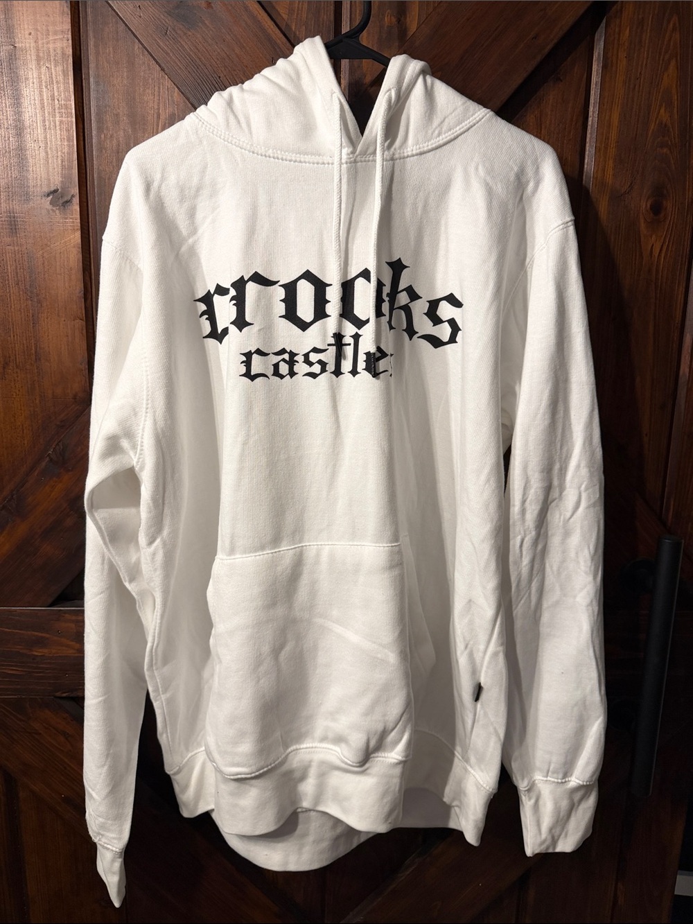 Crooks & Castles White Pullover Hoodie with Black Gothic Logo